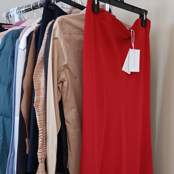 Fall 2025 Cherry Red Maxi Slip Skirt - Picture 1 of 7